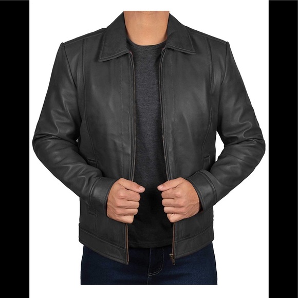 👑 Jose Men Real Leather Black Jacket G92 - Picture 1 of 5